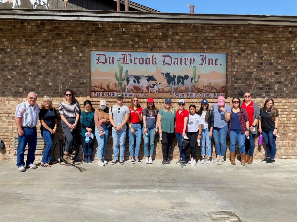 Students outside building at Dugan Dairy